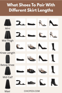 what shoes to pair with different skirt lengths
